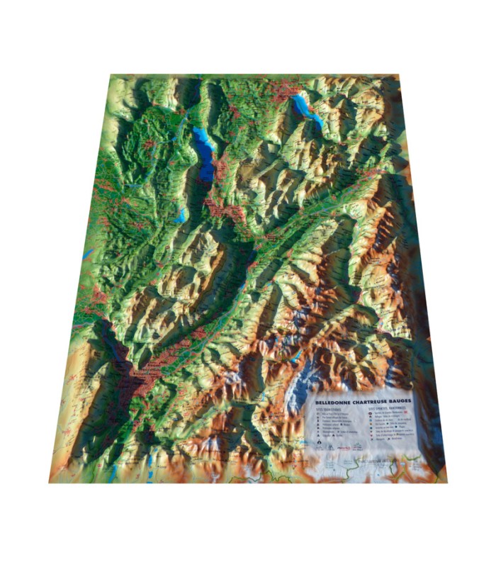 map in relief 3D map of the region Belledonne Chartreuse Bauges