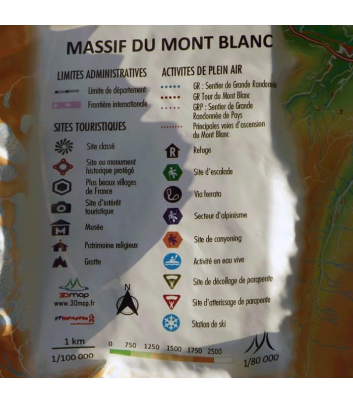 Reliefkarte des Mont-Blanc-Massivs 3DMap