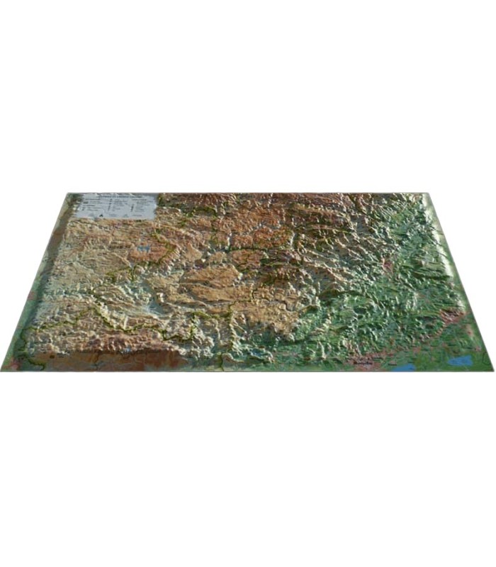 3D flat map Cevennes and Grand Causses