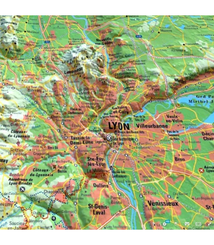 Reliefkarte Parc du Pilat - Monts du Lyonnais 3DMap