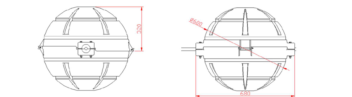 Aerial marking sphere dimensions